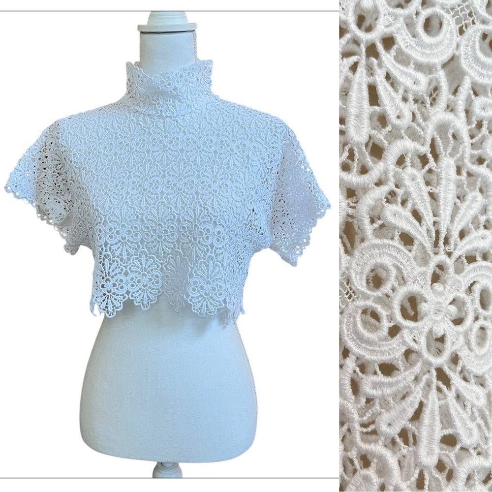 Just Cavalli White Lace Crop Top